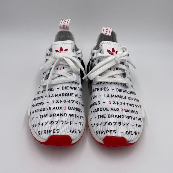 Adidas NMD R1 White / Black / Red Shoes - Picture 3 of 8